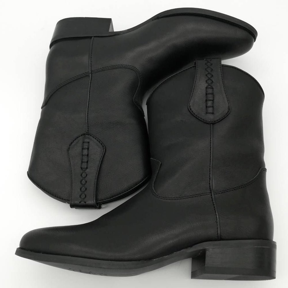 Dingo Men Lefty Western Cowboy Boots Black Leather Block Heel Pull On 8.5 - Picture 10 of 11